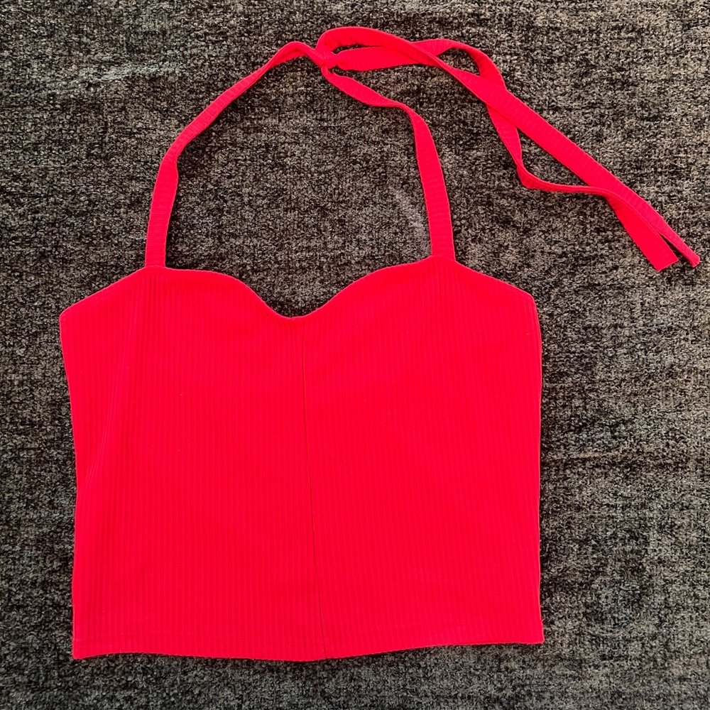 Vibrant Red PacSun Halter Crop Top